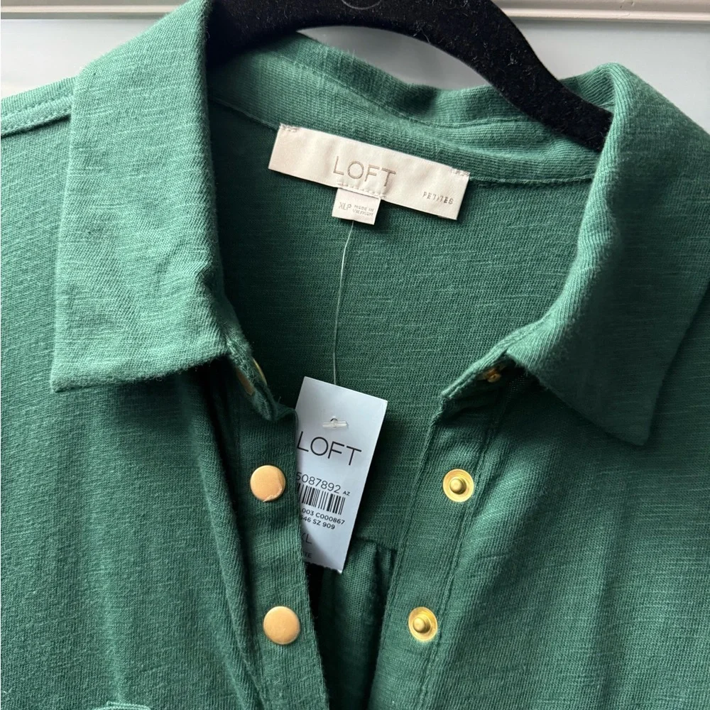 LOFT Green Long Sleeve Dress - Picture 4 of 6